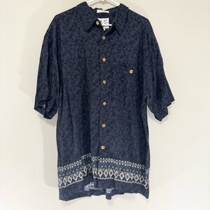 M.E. Sport Blue/Black Floral/Aztec Hawaiian Shirt XL